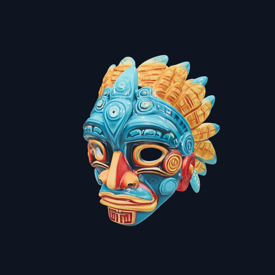 Aztec Warrior Mask D Model Pack